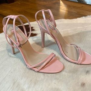 Light pink ankle strap heels